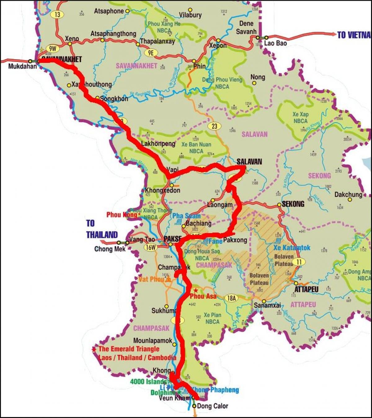 Kort af savannakhet laos