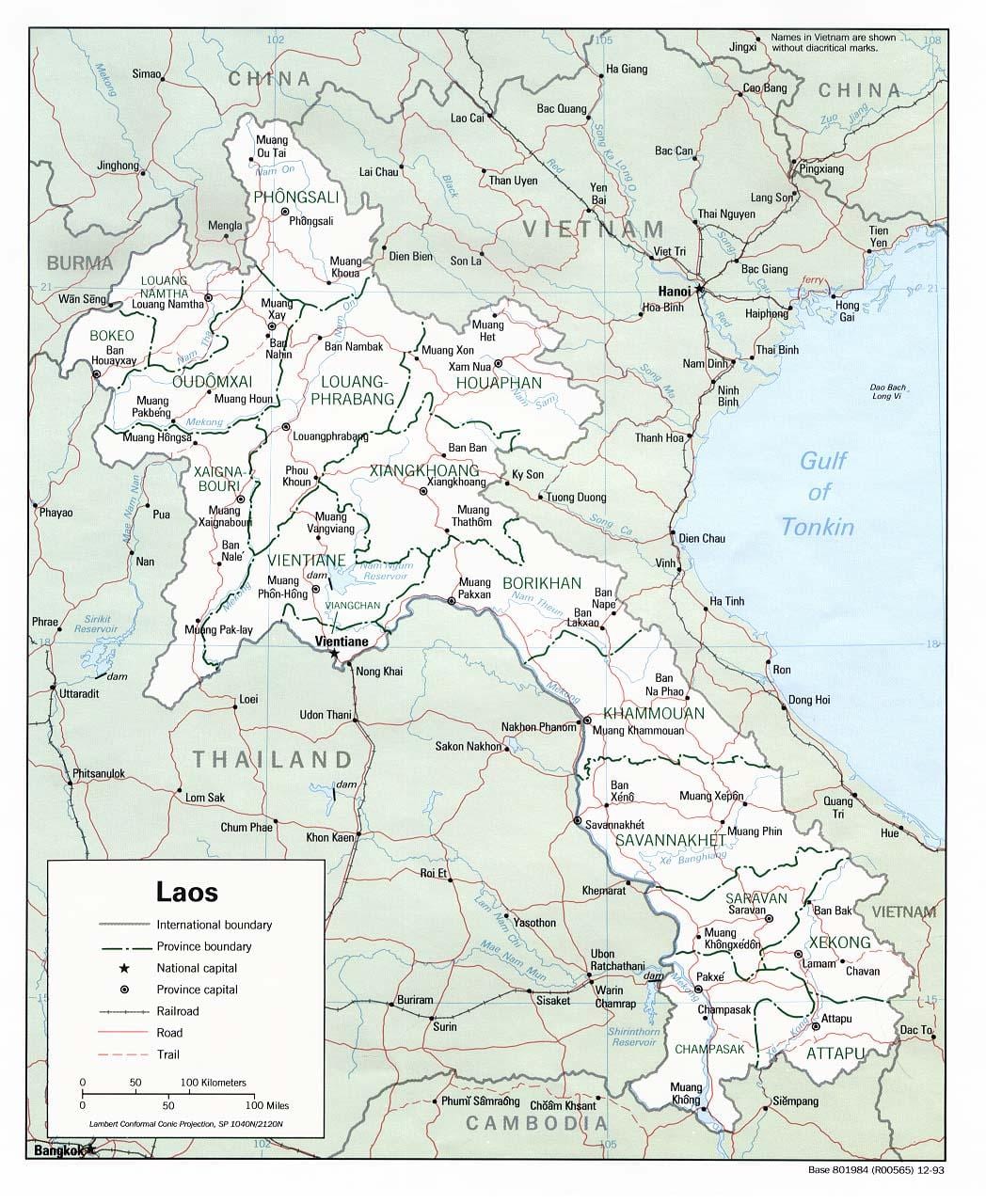 Kort af laos ferðast