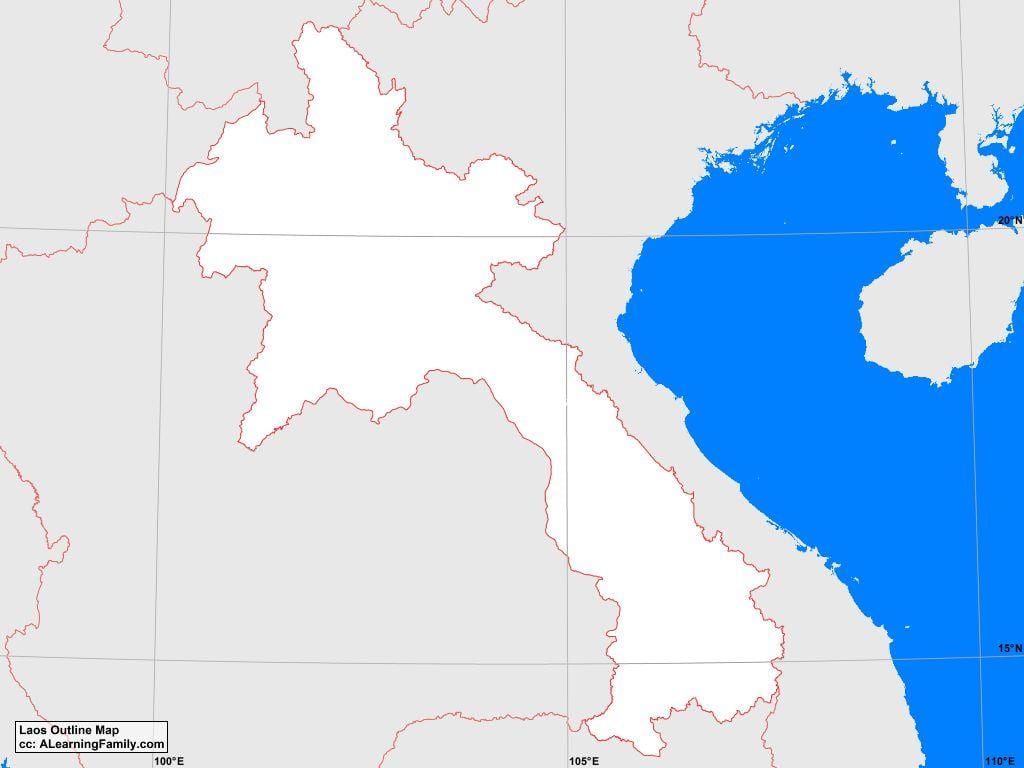 Kort af laos útlínur