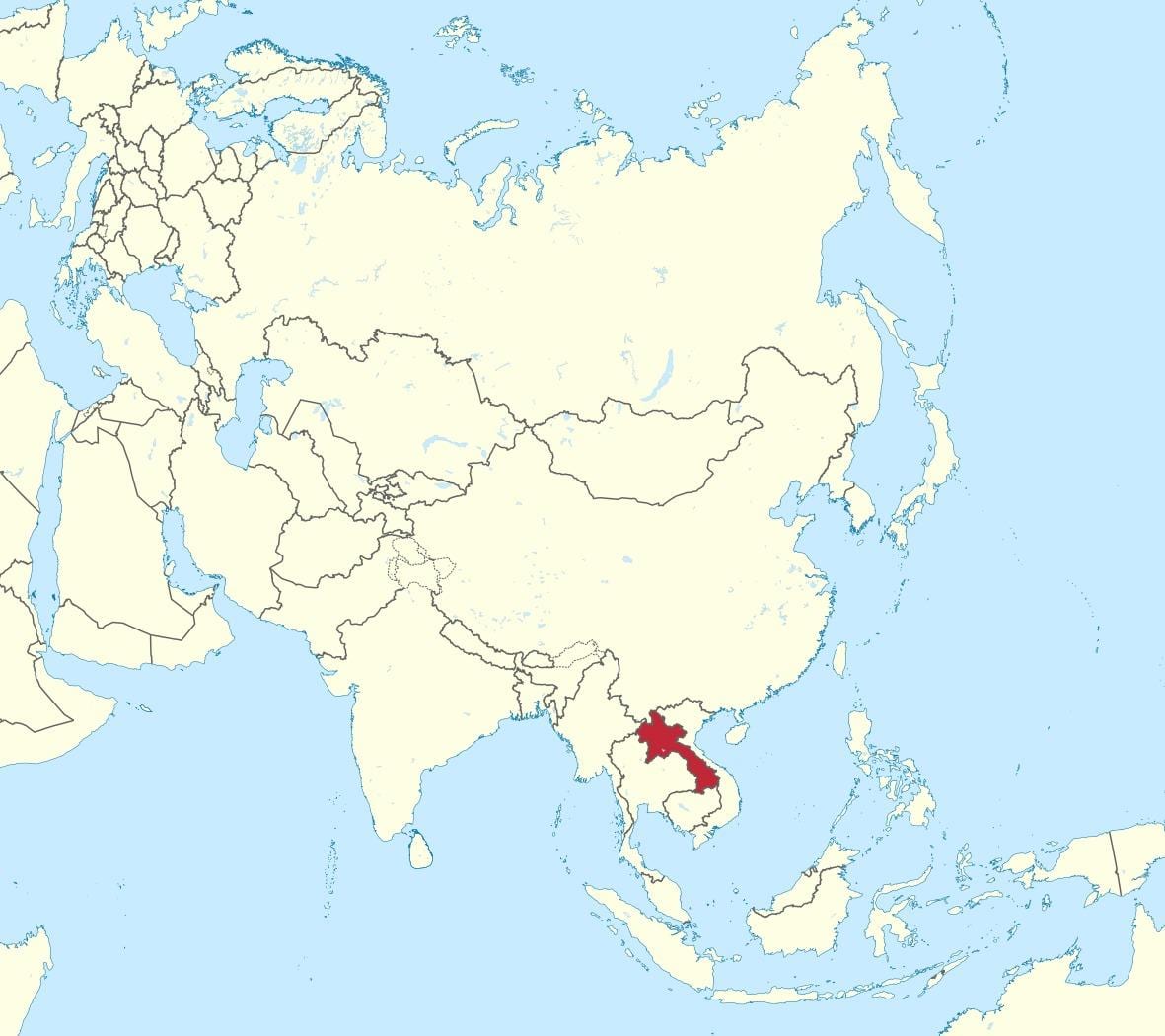 Kort af laos asíu