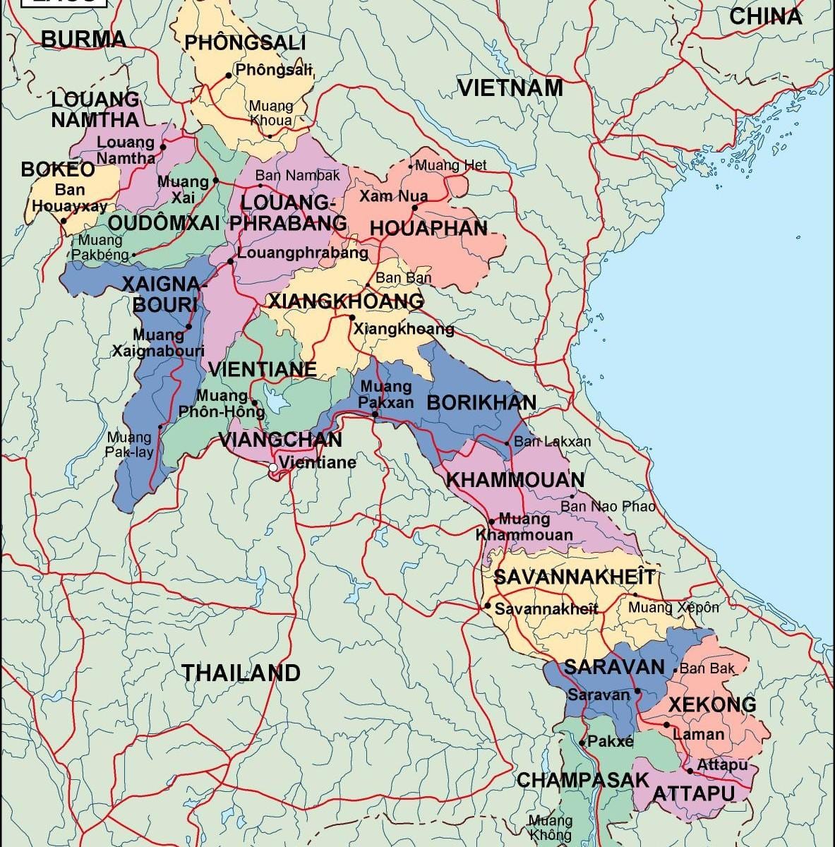 laos pólitískum kort