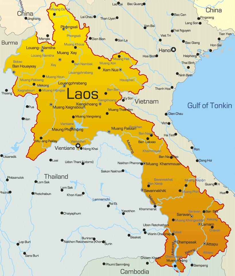 Kort af sepon laos