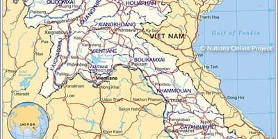 Kort af laos og nærliggjandi löndum