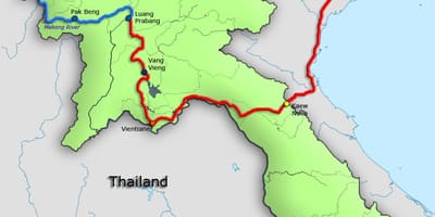 Mekong river í laos kort